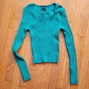 NWT Simons Teal Long Sleeve Ribbed Top